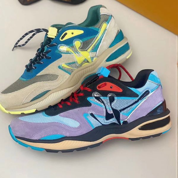 

new trail runners mens designers sneakers monogram iconic style calf leather platform trainers casual shoes with box quality, Black