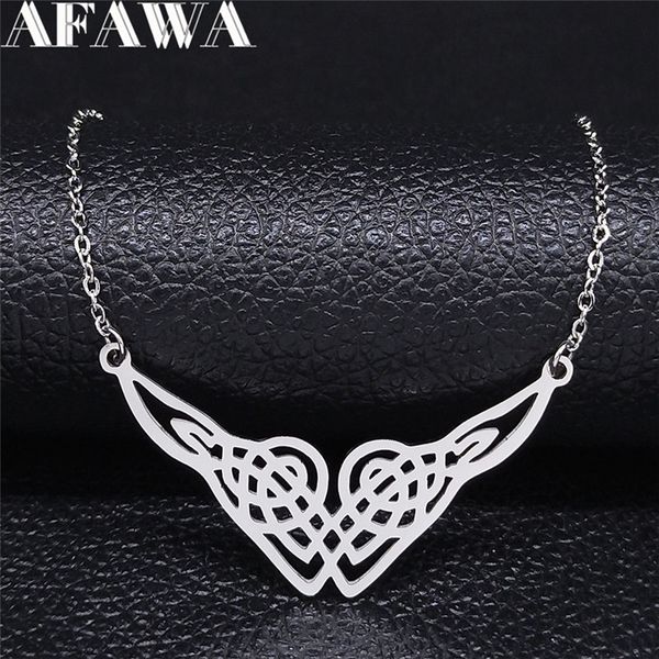 

2020 irish knot stainless steel chain necklace for women silver color necklaces & pendants jewelry collares mujer n4226s02