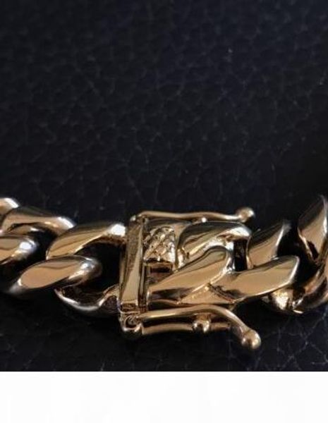 

12мм мужчины кубинский майами link браслет chain установить 14k позолоченный из нержавеющей стали, Silver