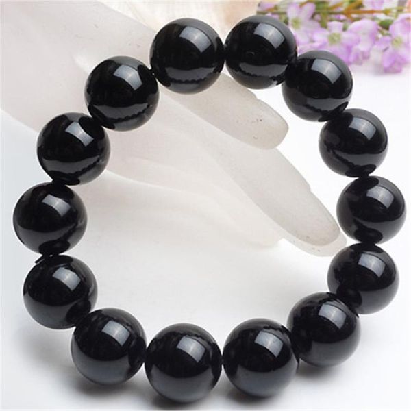 

wholesale genuine black tourmaline men stretch powerful natural stone round bead bracelets