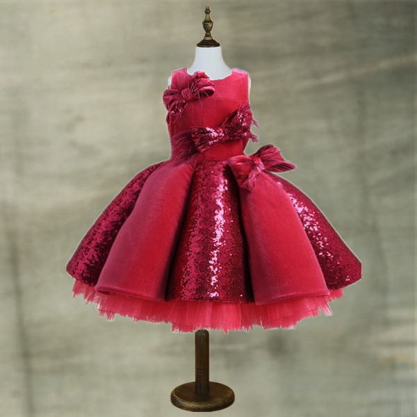 

new puffy 2020 girls dresses for party red sequins princess dress birthday girls vestidos children tutu dress real pictures, Red;yellow