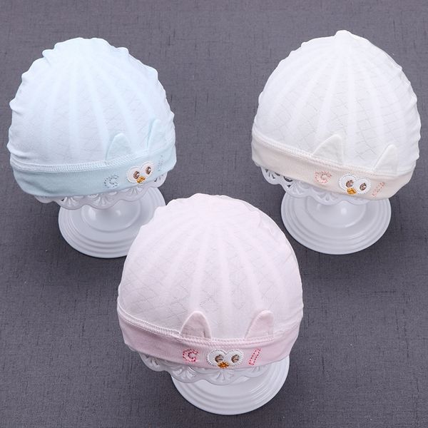 

тонкий новорожденный шины вышивки мультфильм сова шлем хлопка пуловер шлема младенца крышки младенца пуловер колпачком, Yellow