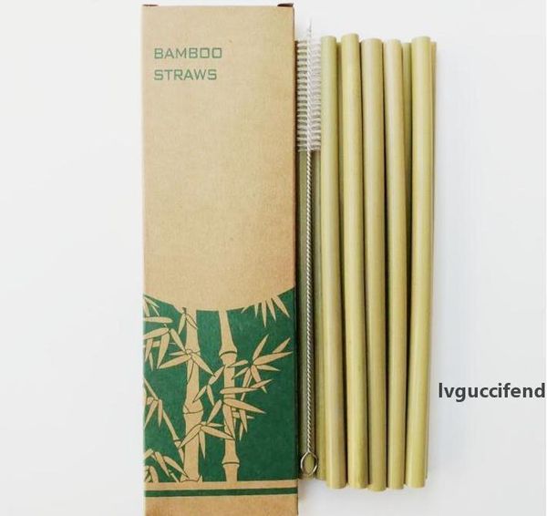 

useful bamboo drinking straws reusable eco friendly party kitchen clean brush 13pcs/set sn1169