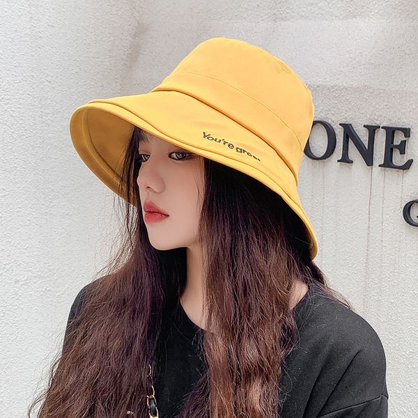 

bucket hat women embroidery letter solid color fisherman hat sun protection sunshade summer korean flat casual gorro, Blue;gray