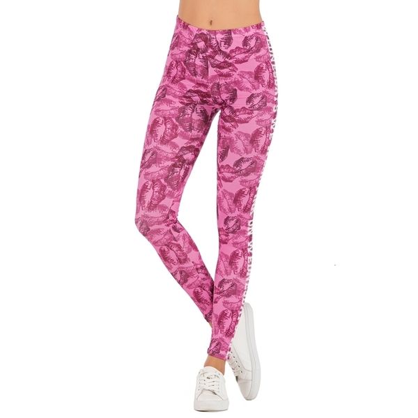 

brands women fashion legging red lips printing knitted leggins slim legins high waist leggings woman pants, Black