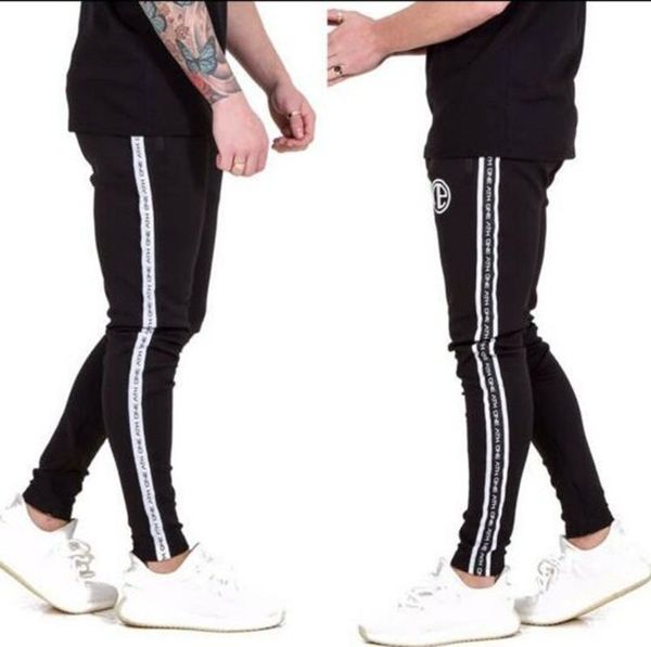 

brand jogging pants men striped letter joggers slim fit basketball sweatpants cotton gym training running pantsÂ sport trousers t200326, Black