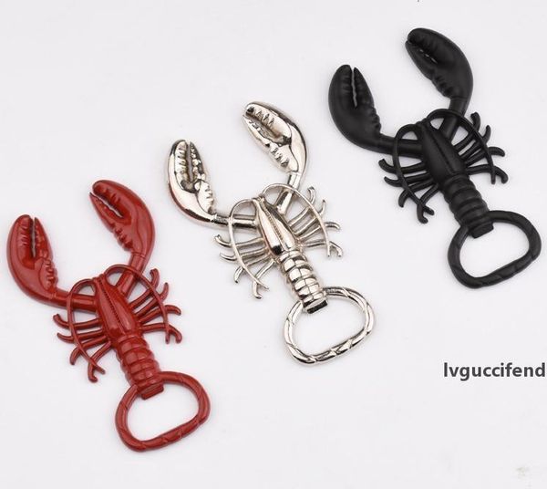 

unique lobster shape white wine beer bottle opener metal key chain red black silver colors wholesale