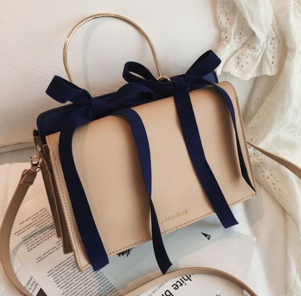 

new 2020 three-dimensional trapezoidal generous bag double bowknot one shoulder diagonal portable female bag