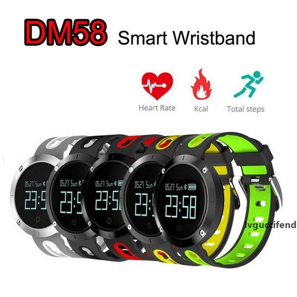 

dm58 smart band heart rate blood pressure bracelet ip67 waterproof fitness tracker sports watch smartband for ios android s8 phone
