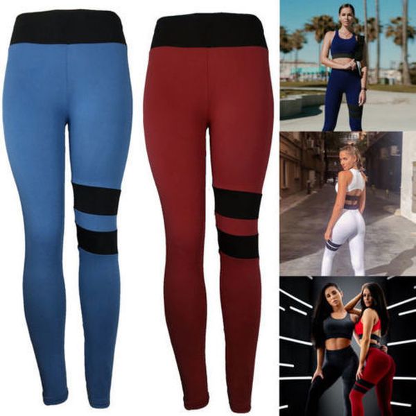 

us женщины леггинсы фитнес спорт тренажерный зал упражнения бег бег белый синий бордовый лоскутная polyester sexy поножи, Black