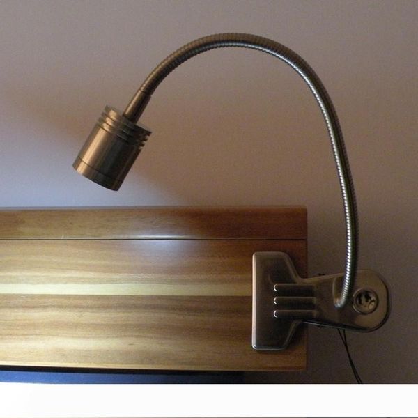 

ch metal made clip on table lamps desk lamp book light for reading working 3w cree led 200lm ac100-240v us plug in cords