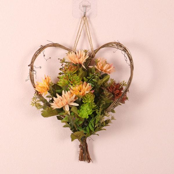 

heart-shaped autumn chrysanthemum succulent wall hanging without battery shipped halloween family decoration garland