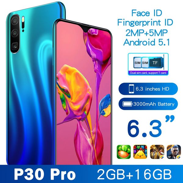 

cross-border mobile phone 6.3 inch p30pro water drop screen mobile phone 2+16 android smartphone wholesale oem spot