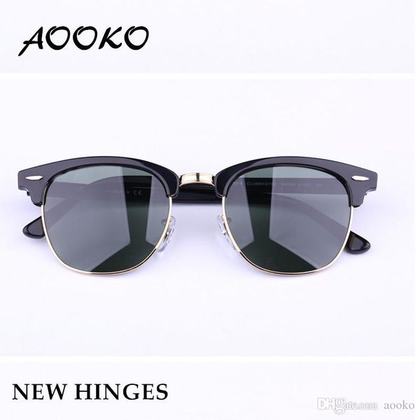 

aooko designer pop club fashion sunglasses men sun glasses women retro green g15 gray brown black mercury lens new hinge 49mm 51mm, White;black