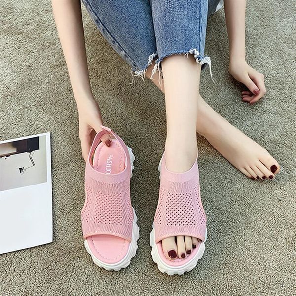 

dropshipping женщины летние сандалии скольжения на mid моды пятки платформы обувь сандалии новая мода сандал покрытием, Black