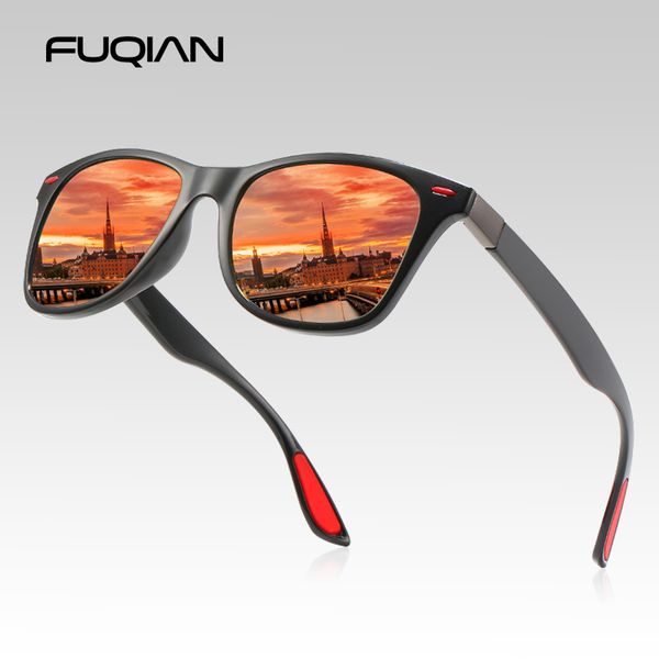 

fuqian fashion tr90 polarized sunglasses men classic square women sun glasses ultra light driving eyewear uv400 mx200619, White;black