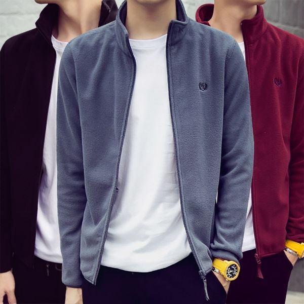 

polar fleece coat 2019 new casual lamb fleece young sweater jacket jacket men's stand collar sweater men's wear, Black;brown