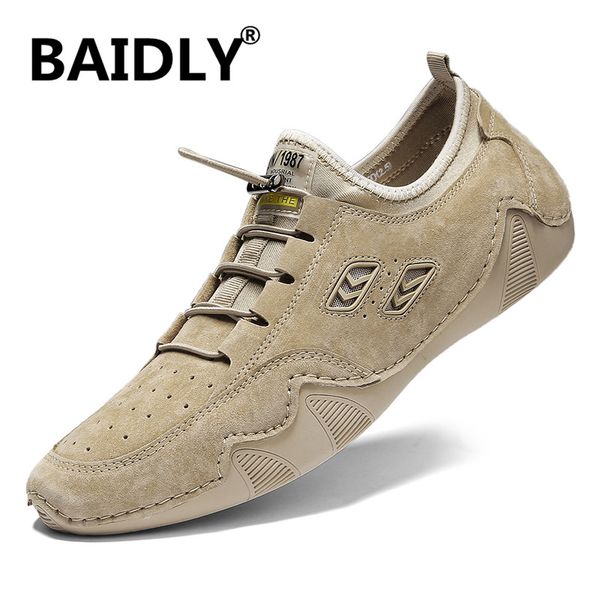 

brand men's casual shoes genuine leather men shoes outdoor waterproof men loafers comfortable male flats zapatos de hombre, Black