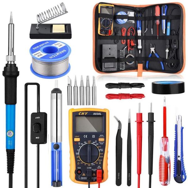 

soldering iron kit with on/off switch, rarlight 60w 110v adjustable temperature welding tool soldering iron