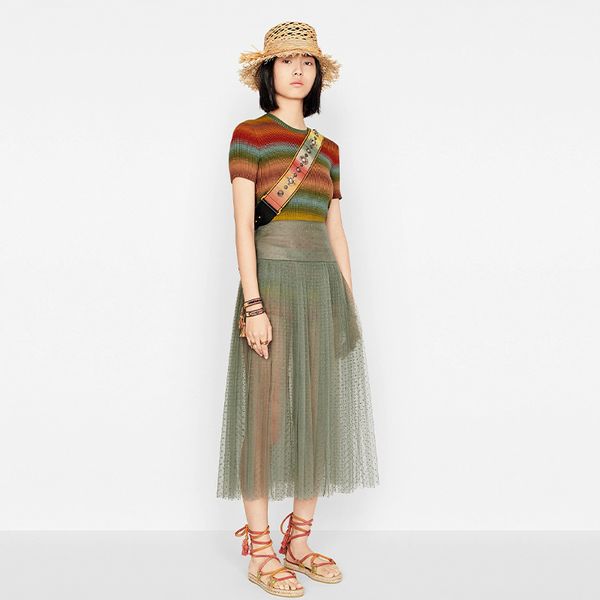 

runway knitted rainbow pullover shirt women slim bodycon sweater 2020 summer colorful striped bee embroidery short sleeve tshirt, White