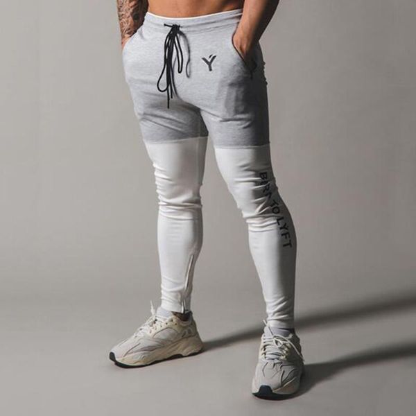 

2020 men's summer slim fit trousers outdoor running tracksuit bottoms skinny joggers sweat sports pants, Black