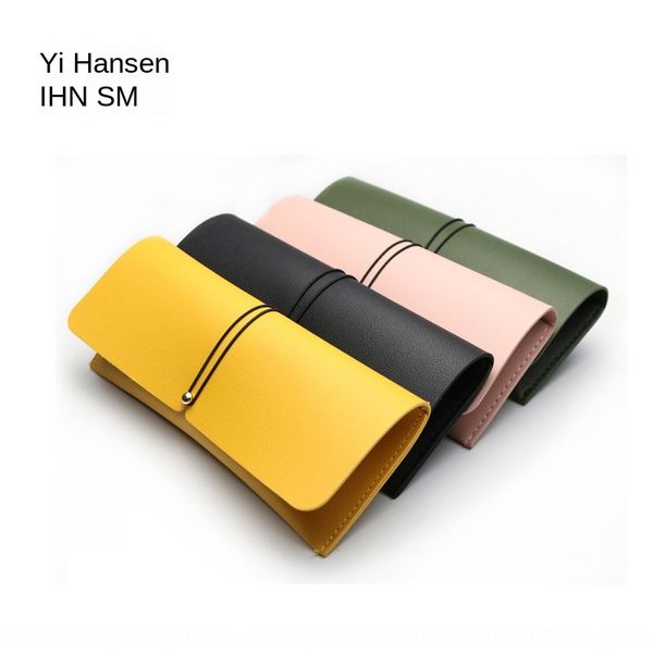 

new metal buckle leather case sun case box frame glasses with hook zipper box sports sunglasses flexible package, Blue