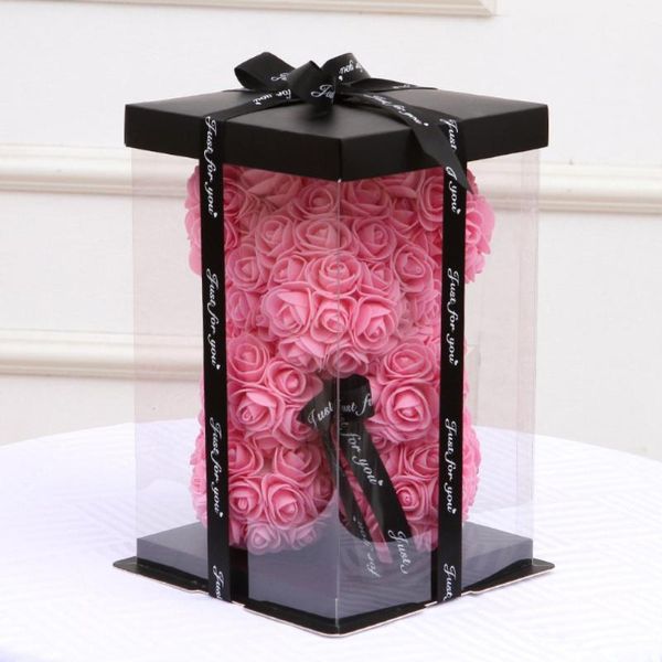 

for transparent empty gifts box bear flower women bear gift gift 30.5x30.5x40cm box teddy plush artificial rose shrxg