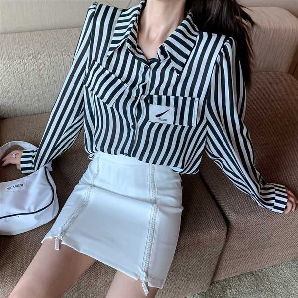 

2020 new korean striped temperament high waist was thin skirt, White