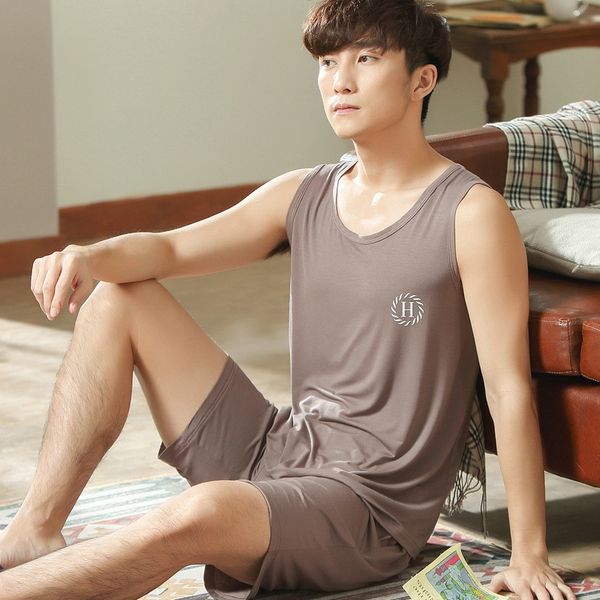 

мужские костюмы пижамы пижамы жилет тонкие летние модальных жилет без рукавов домашней одежды мужчин плюс размер двухсекционный костюм можно, Black;brown