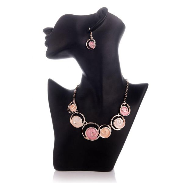 

jewelry set ice-cream color enamel geometric necklaces party long drop dangle earrings wedding anniversary jewelry sets for women, Silver