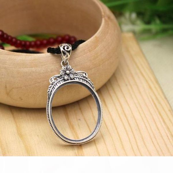 

925 sterling silver art nouveau 22x26mm oval cabochon semi mount party pendant fine silver women flower jewelry setting