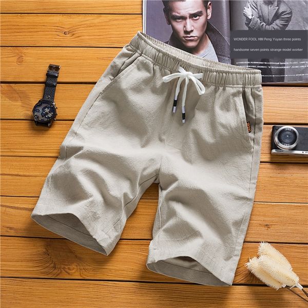 

100% cotton beach and shorts men's summer sports 5-quarter casual middle pants men's loose beach pants large shorts trendy