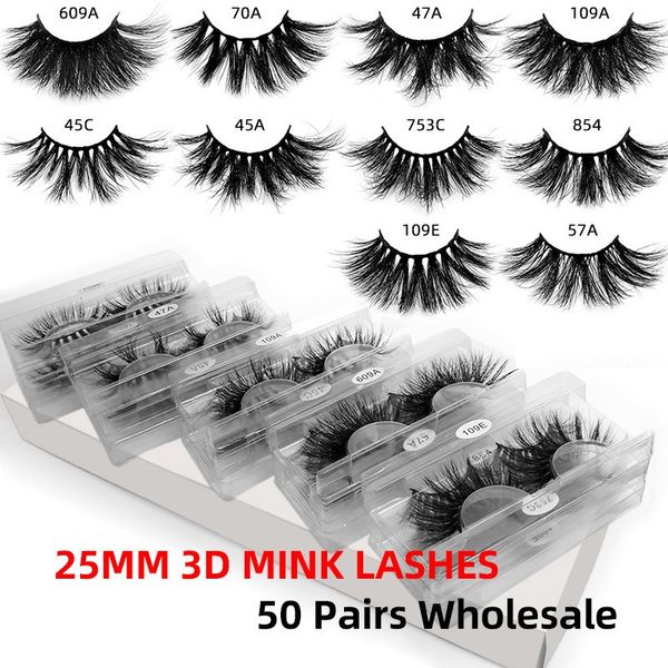 

10 styles 25mm eyelash 3d mink lashes in bulk natural long mink lashes false eyelash dhl free
