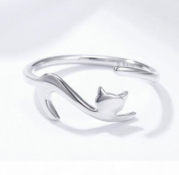 

f s925 kitten open ring for women elegant cat simple personality wedding rings of lovers sterling silver ring 2020 fine jewelry