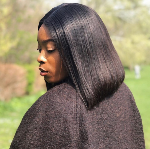 

4x4 short bob wigs lace closure wig human hair wigs straight preplucked hairline 150% density brazilian lace front wigs, Black;brown