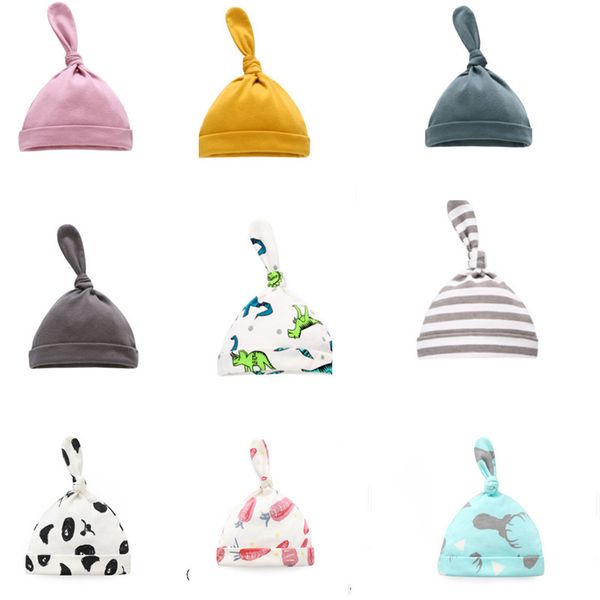 

caps & hats 0-6 m baby knot beanie cotton lovely cap cute cartoon triangle born infant boys girls ear care, Yellow