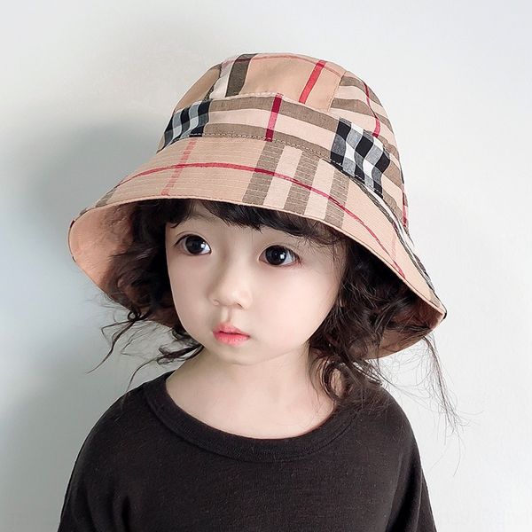 

children's boys bay girls and girls barrel western style british plaid baby sun hat primary school student sun hat, Yellow