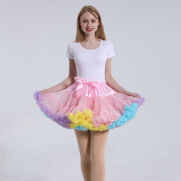 

new rainbow rainbow pengpeng fluffy fluffy super canopy soft girl boneless mesh liner large size pengpeng skirt skirt cosplay, Black