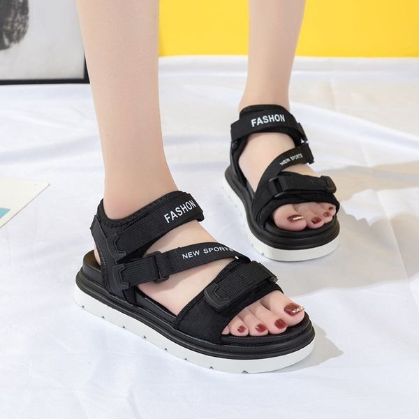 

rimocy 2020 summer women fashion flat sport sandals platform open toe outdoor beach shoes woman comfortable casual sandalias, Black