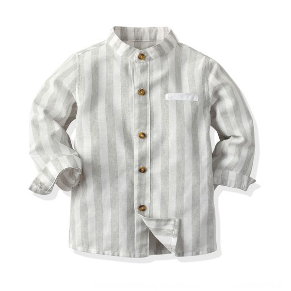 

men's clothing striped gray long-sleeved shirt shirt 2019 new casual single-breasted mixed gentleman top, White;black