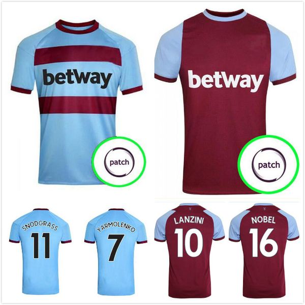 

20 21 west soccer jersey ham 2020 2021 united noble jerseys anderson rice noble football shirt men + kids kit 125 years 125th anniversary, Black;yellow