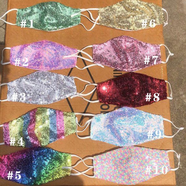 

sequins face masks washable mask fashion bling bling sequined sunproof dustproof mouth cover breathable summer face masks d72102