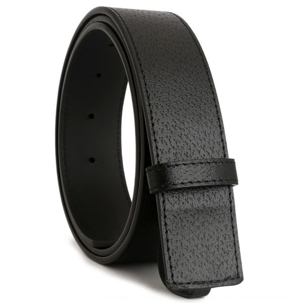 

3.8cm perforated strip double-sided layer cowhide pigskin smooth 3.8cm perforated buckle belt strip plate buckle belt, Black;brown