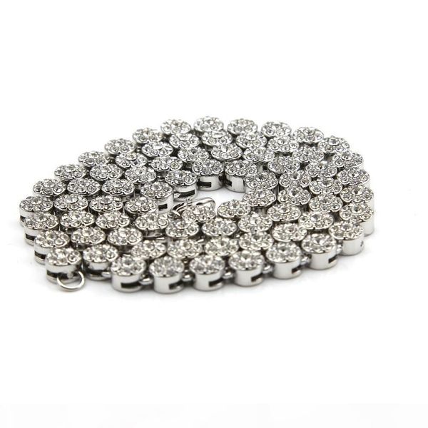 

iced out chains gold plated hip hop bling necklaces jewelry cz gold diamond luxury men diamond necklace chains, Silver