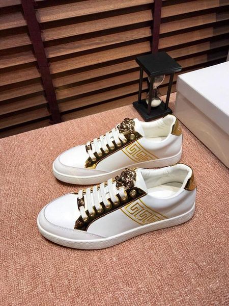 

2020w fashion men's running shoes luxury casual shoes breathable leather classic sneakers low-party shoes, size: 38-45, Black