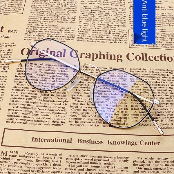 

2020 metal polygon myopia frame student net red myopia glasses anti-blue glasses swing, Silver