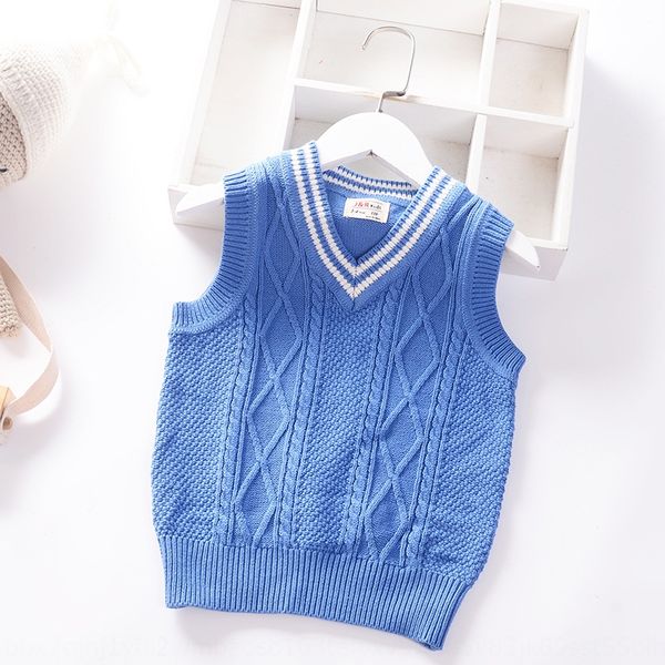 

жилет осень 2020 новая детская v-образным вырезом свитер мальчика пуловер жилет пуловер baby'sstyle детский свитер, Blue