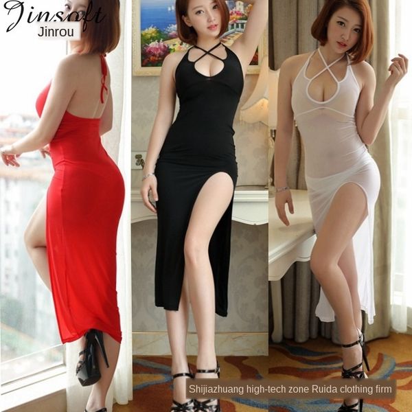 

jin ий прозрачный раскола долго ктва платье принцессы платья сексуального нижнего белья ночной клуб тонкая тонкая ремень юбка сексуальных кт, Black;white