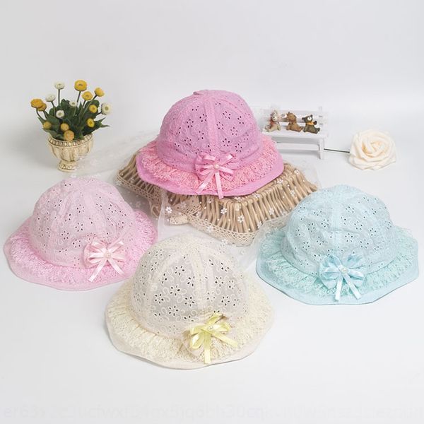 

girls' baby lace basin children's hollow breathable bucket bucket lace fisherman fisherman hat outdoor sun hat, Blue;gray