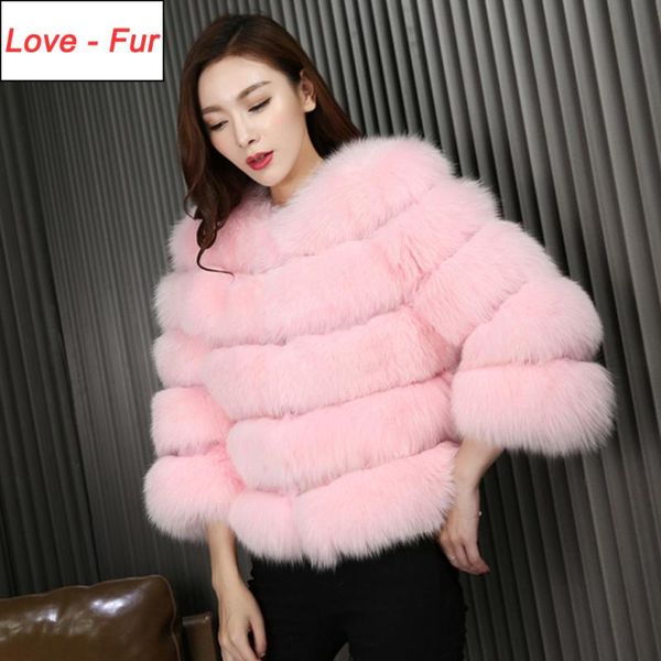 

real fur jacket coat fur genuine leather coat short real overcoat winter warm soft women coats, Black